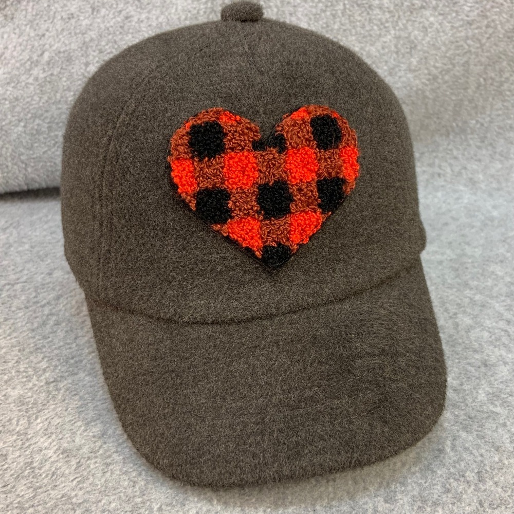 Buffalo Plaid Heart kids Gray Cat & Jack Baseball Cap Adjustable OSFM